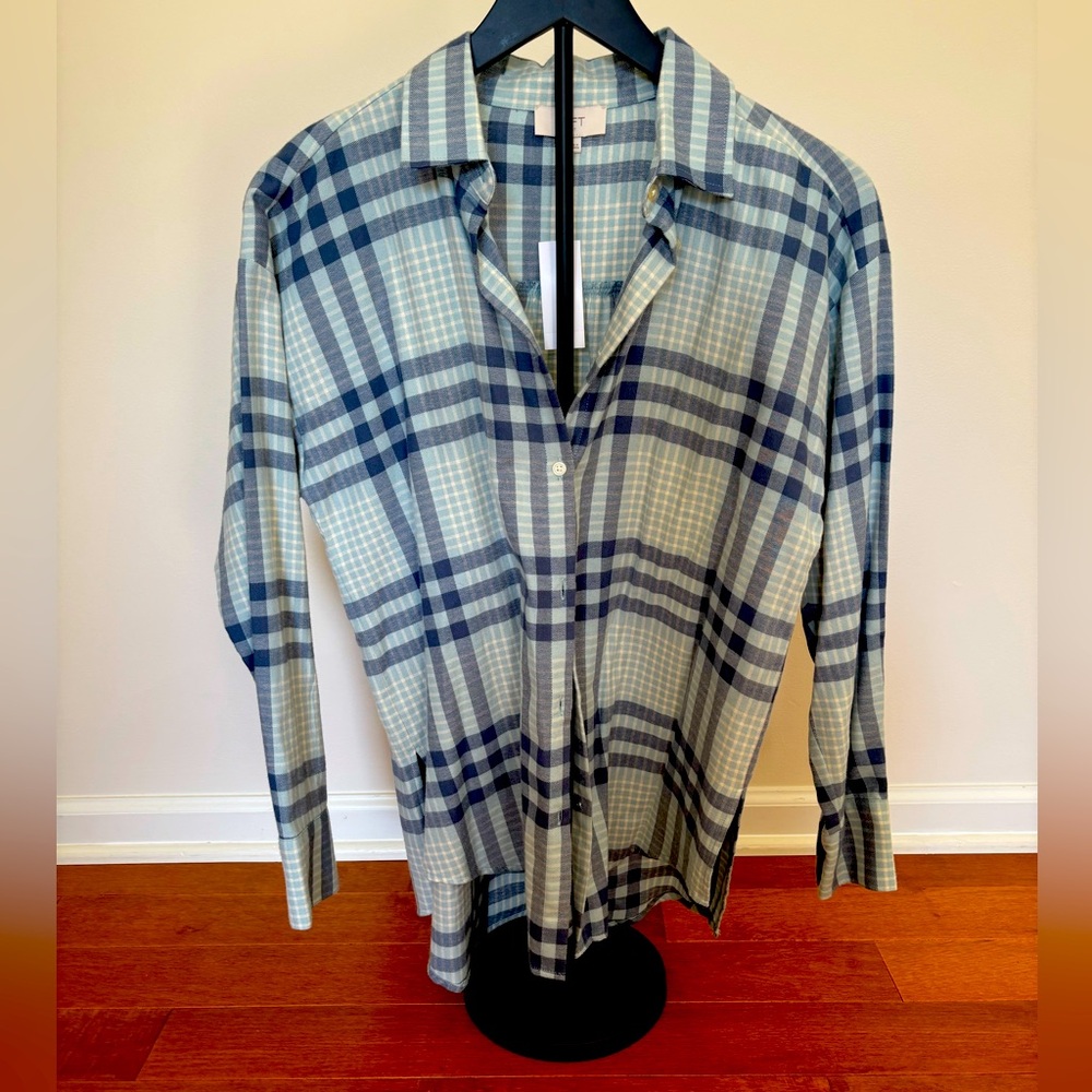 LOFT Outlet Plaid‎ Button Down Shirt Blue Women’s XS NWT